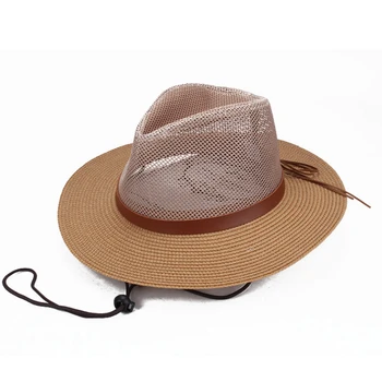 Летняя сетчатая ковбойская шляпа в стиле пэчворк с плоскими полями, солнцезащитный крем, пляжный козырек, ковбойская шляпа рыцаря для мужчин