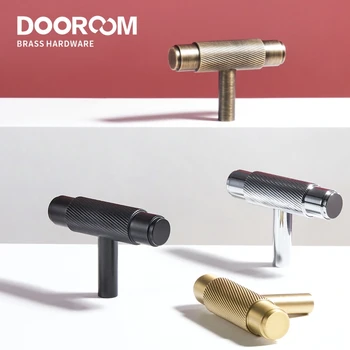 Мебельные ручки Dooroom из латуни в полоску с завитками, Т-образная планка, длинные ручки для шкафа, шкаф для одежды, комод, ящик для обуви, ручки для винного бара, шкаф для посуды