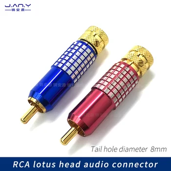 Медный позолоченный разъем RCA Lotus для подключения аудио и видео коаксиального сигнала, самоблокирующийся сливовый терминал без пайки своими руками