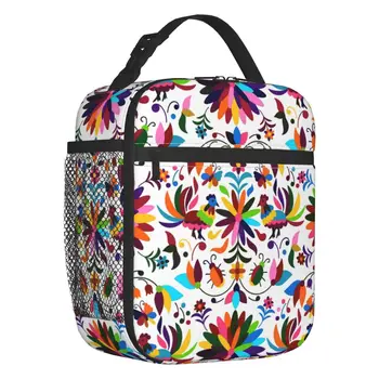 Мексиканские сумки для ланча с цветочной вышивкой Otomi Birds, народные цветы, искусство, Герметичный термоохладитель, коробка для бенто, для женщин и детей