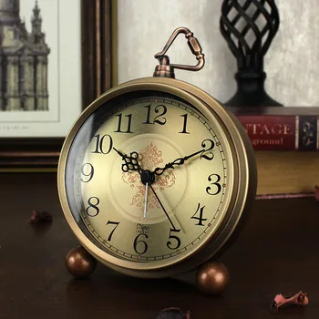 Металлический ретро-будильник, креативные настольные часы с орнаментом, настольные часы