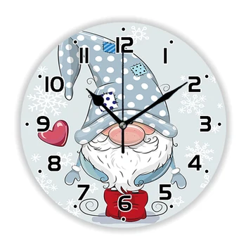 Милый Мультяшный Гном Рождественские Настенные Часы для Детской Спальни Эльф Гном Кухня Гостиная Настенные Часы Праздничный Домашний Декор Подарок