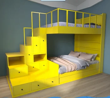Многофункциональные апартаменты с высокой и низкой кроватью, общие двуспальные двухъярусные кровати, современные простые запирающиеся шкафчики, кровати на возвышении