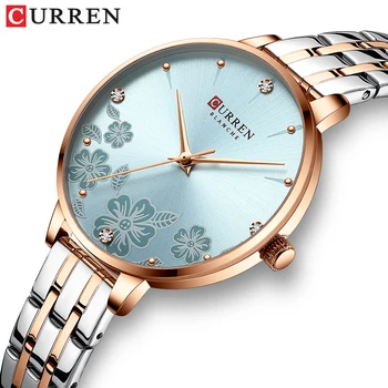 Модные женские часы бренда CURREN из нержавеющей стали, ультратонкие кварцевые часы, женские Романтические часы, женские часы Montre Femme
