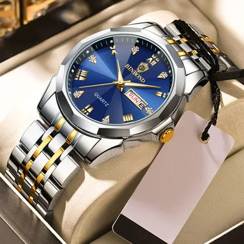 Модные мужские часы, лучший бренд класса Люкс, водонепроницаемые светящиеся наручные часы, мужские кварцевые часы, Дата недели