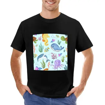 Морские животные - Под водой - Подводная футболка, быстросохнущая футболка, простые белые футболки для мужчин