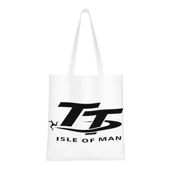Мотоциклетный спорт Остров Мэн TT Races Продуктовые сумки для покупок Холщовые сумки для покупок через плечо Большая вместительная Моющаяся сумка