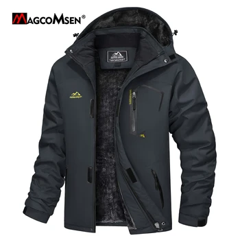 Мужская лыжная куртка из флиса MAGCOMSEN с капюшоном, водонепроницаемая утепленная толстая теплая парка, зимняя зимняя куртка