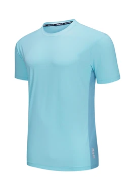 Мужские спортивные рубашки в стиле пэчворк, двухцветные модные спортивные футболки, дышащие, впитывающие влагу Тренировочные футболки для бега трусцой с коротким рукавом, быстросохнущие, для бега трусцой.