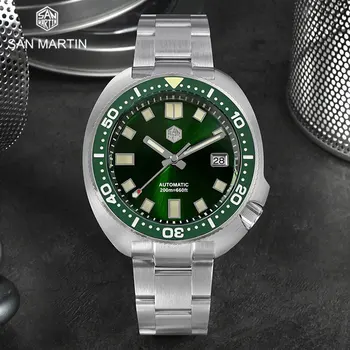 Мужские часы San Martin Luxury Turtle Diver NH35A Автоматические Механические наручные часы с 20-барным водонепроницаемым сапфировым стеклом C3 Luminous