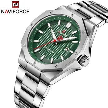 Мужские часы бренда NAVIFORCE Из нержавеющей стали 3ATM Водонепроницаемые Спортивные Кварцевые Деловые Мужские Наручные часы Relogio Masculino 2023