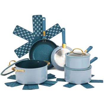 Набор гранитной посуды Thyme & Table с антипригарным покрытием из 12 предметов, синий