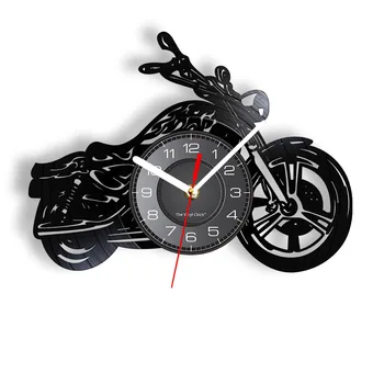 Настенные часы с виниловой пластинкой для мотоцикла, Ретро-Бесшумные, Не Тикающие Часы для комнаты мальчиков, Декор мужской пещеры