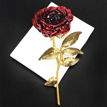 Нашивка из ткани с вышивкой в виде розы, Аксессуары для цветочного оформления свитера, Ремонт заднего клея