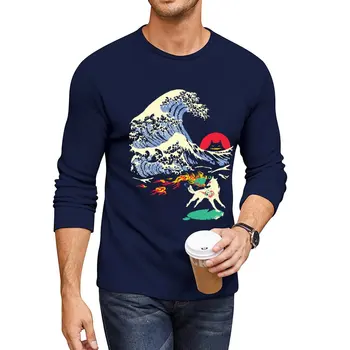 Новая длинная футболка The Great Wave с острова Они, мужская футболка, топы, мужская футболка