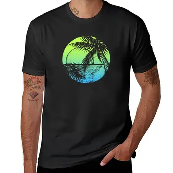 Новая футболка Synthwave Palm Trees, футболка с коротким рукавом, футболка оверсайз, мужская футболка