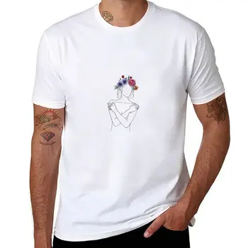 Новая футболка с цветочной короной для девочек - Inktober, футболка с животным принтом для мальчиков, графические футболки, простые белые футболки для мужчин