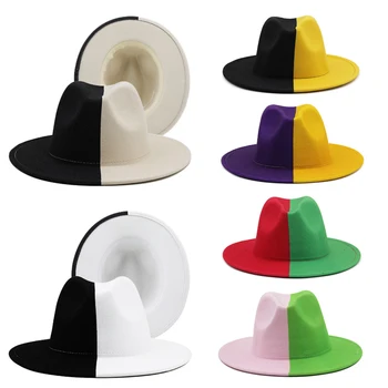Новейшая фетровая шляпа Fedora 2023 года, модная джазовая шляпа с плоскими полями, подходящая по цвету Осенняя шляпа, Черная, Белая, Вогнуто-выпуклая