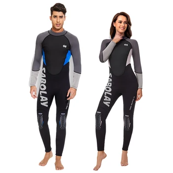 Новый 3 мм неопреновый водолазный костюм, мужской цельный костюм для серфинга с длинным рукавом, женские модные пляжные солнцезащитные купальники 2023 г.
