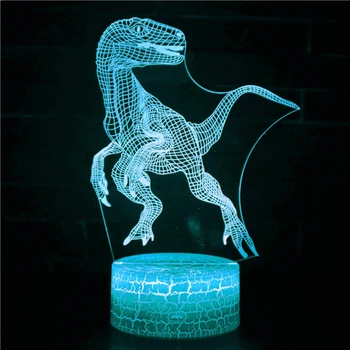 Ночной динозавр, 3D ночник для мальчиков, Голограммная иллюзионная лампа, 7 цветов, меняющих цвет, Рождественские подарки с динозаврами на День рождения для детской комнаты