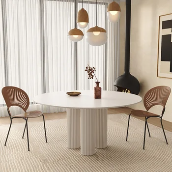 Обеденные столы из скандинавского сланца, Легкий роскошный круглый стол, Обеденный стол для гостиной в маленькой квартире, дизайнерская мебель для столовой