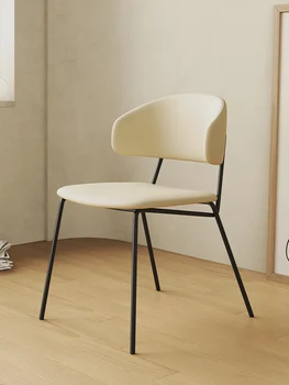 Обеденный стул Nordic, Домашняя сетка дизайнера, Красная Простая современная спинка, Легкая Роскошная небольшая мебель для гостиной, Кожаный обеденный стол