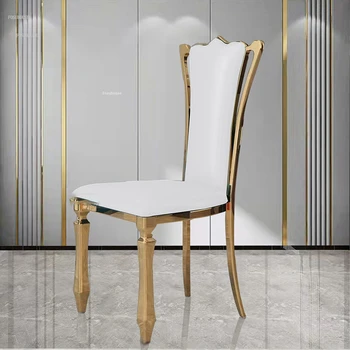 Обеденный стул в скандинавском стиле из нержавеющей стали, Простая современная кухонная мебель, обеденный стул со спинкой для дома, Банкетный зал отеля, Свадебные стулья
