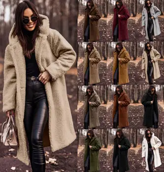 Осенне-зимнее модное женское шерстяное пальто чистого цвета с длинным рукавом 2023 года