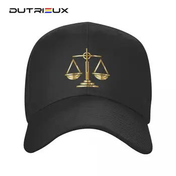 Персонализированная бейсбольная кепка с логотипом Gold Scales Of Justice Law Спортивная Мужская Женская Регулируемая шляпа для папы юриста для юридических вечеринок Весенние шляпы