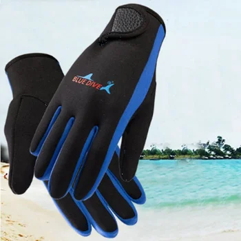 Перчатки для подводного плавания для мужчин и женщин Наденьте перчатки для подводного плавания, предотвращающие царапины при подводном плавании (синяя полоса L)