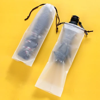 Пластиковый пакет, матовая полупрозрачная сумка для хранения зонтиков, Многоразовый Портативный чехол для хранения зонтиков на шнурке, Органайзер для домашнего хранения