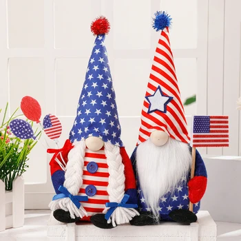 Плюшевая кукла патриотических гномов, игрушка на День независимости США, кукла-гном, тема американского флага, кукла-гном для патриотических вечеринок.