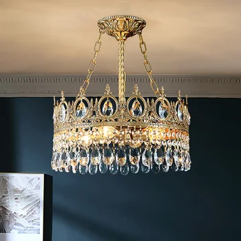 Подвесные светильники современные люстры led crystal crown для гостиной Лампы внутреннего освещения роскошный медный дизайн декоративный блеск
