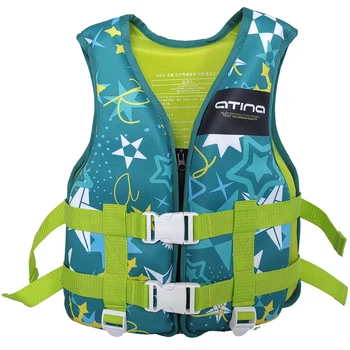 Портативный Новый детский неопреновый спасательный жилет для летнего пляжного плавания, спасательный жилет для начинающих, плавающая куртка для детей 7-10 лет