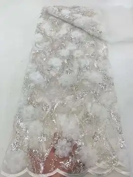 Последняя роскошная Французская вышивка Жениха Кружевная ткань Африканская Нигерийская С блестками Ткань для свадебного платья 5 Ярдов
