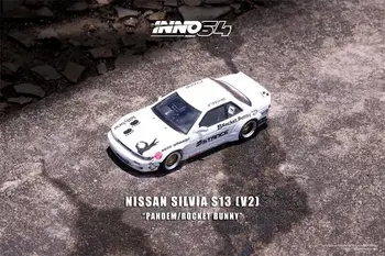(Предварительный заказ) INNO 1: 64 NISSAN SILVIA S13 (V2) PANDEM/ROCKET BUNNY Белая модель автомобиля, отлитая под давлением