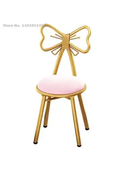Простое и современное легкое роскошное кресло-бабочка со спинкой для скандинавской девушки, маникюрное кресло с сетчатыми красными вставками, табурет для макияжа, комод для макияжа