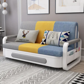 Раскладной диван-кровать двойного назначения для гостиной Многофункциональная выдвижная кровать Из съемной и моющейся ткани Двуспальный диван-кровать