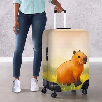 Растягивающиеся эластичные чехлы для багажа с 3D-принтом в виде животных-капибар, съемный чехол для чемодана от 18 до 32 дюймов, прочные чехлы для багажа