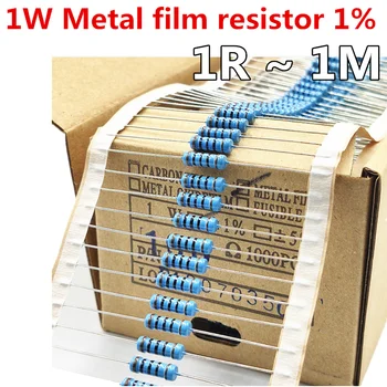 Резистор из пленки, металлический, ом 1% 1R-1M, 2,2 R, 4,7R, 10R, 22R, 47R, 100R, 220R, 470R, 1K, 10K, 100K, 2,2, 4,7, 10, 22, 47, 1