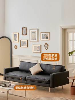 Ретро японский черный двуспальный диван Nordic ins гостиная маленькой квартиры простая