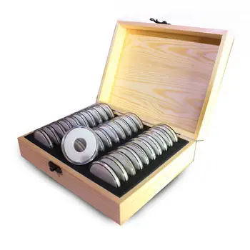 Решетчатая Коробка для сбора памятных монет, Деревянный ящик для хранения 2025303540 мм, Универсальное износостойкое внутреннее кольцо, Прекрасная защита