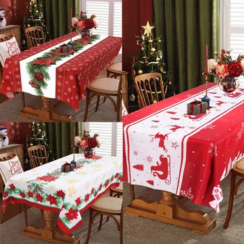 Рождественская Одноразовая Скатерть Посуда Рождественские украшения 2023 для домашнего стола Navidad Natal Noel Подарки На Новый год 2024
