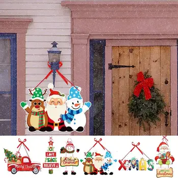 Рождественский Подвесной декор Подвеска на двери крыльца Санта Клаус Снеговик Лось Украшения для дома Украшение Рождественской елки Рождественские Подарки
