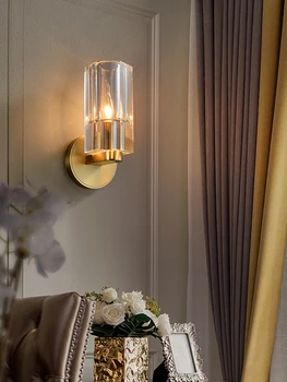 Роскошный дизайнерский настенный светильник в главной спальне усовершенствованная прикроватная лампа настенный светильник из латуни и хрусталя украшения дома настенный светильник 110V 220V