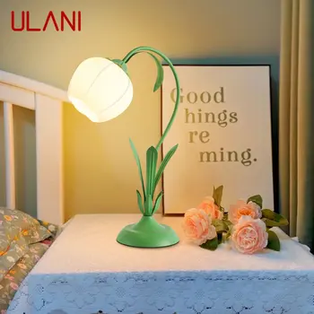 Светодиодная настольная лампа ULANI Nordic Креативного зеленого цвета из винтажного стекла, Настольное освещение, Современный декор для дома, гостиной, спальни, Прикроватной тумбочки.