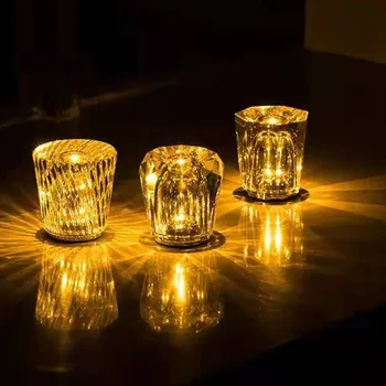 Светодиодный ночник Diamond Crystal для ресторана, бара, настольного освещения, атмосферного освещения, прикроватной лампы для спальни, перезаряжаемой Романтической лампы в подарок