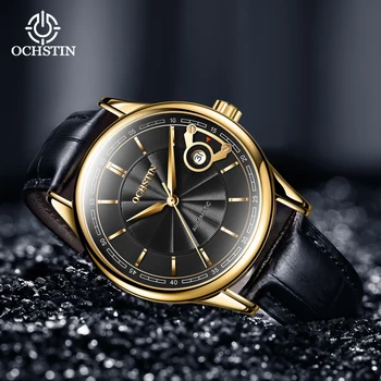 Серия OCHSTIN Masterpiece Новые автоматические механические кожаные часы, многоцветные деловые мужские механические часы, меняющие тренд