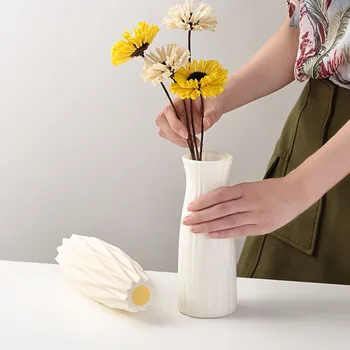 Современная пластиковая ваза для цветов, белое брызгозащищенное украшение для дома в скандинавском стиле для интерьера гостиной и офиса