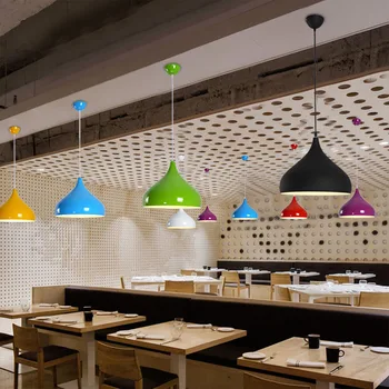 Современные, простые, креативные, персонализированные декоративные лампы, красочные подвесные светильники для обеденного стола, ресторан отеля из цельного алюминия
